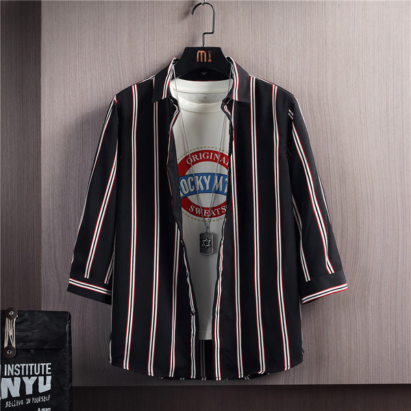 Ежедневна раирана риза с дълъг ръкав и копчета за мъже 