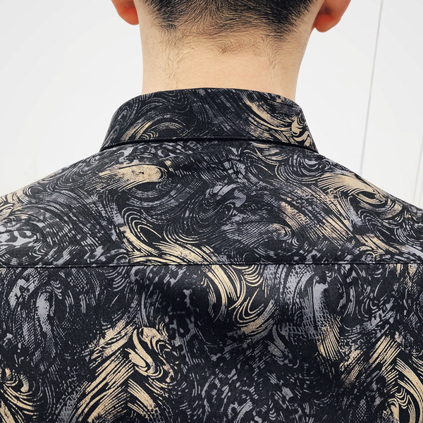 Мъжка ежедневна риза с класическа яка и копчета в сив цвят