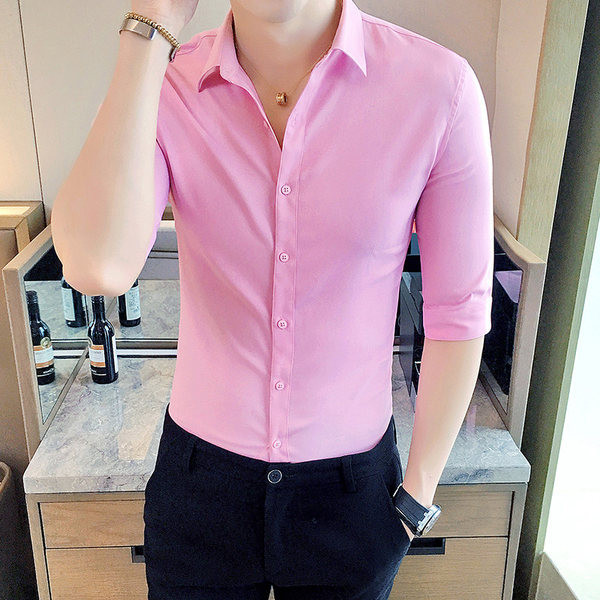 Едноцветна мъжка риза с копчета  в няколко цвята