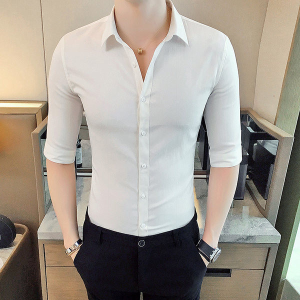 Едноцветна мъжка риза с копчета  в няколко цвята