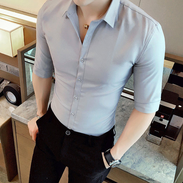 Мъжка ежедневна цветна риза с класическа яка и копчета