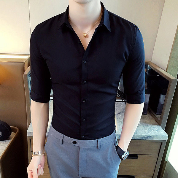 Мъжка ежедневна цветна риза с класическа яка и копчета