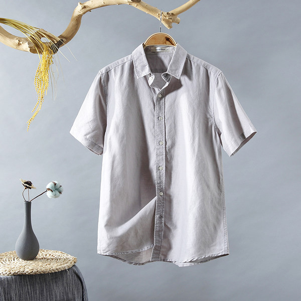 Памучна лятна риза за мъже с 3/4 ръкав