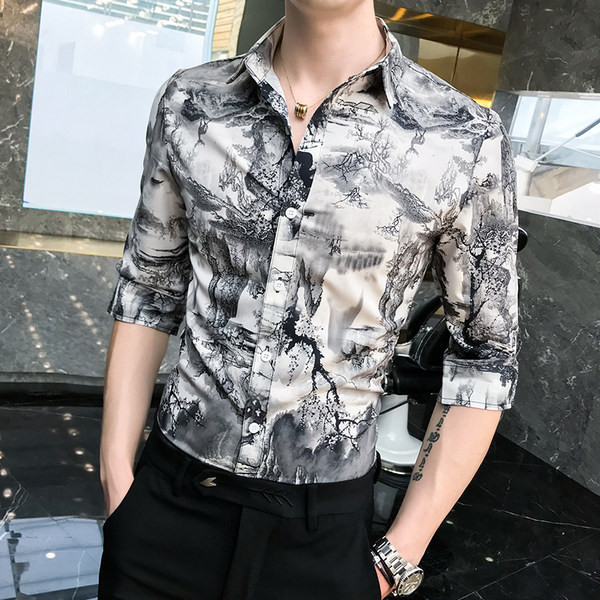 Мъжка ежедневна риза с копчета и 3/4 ръкав 