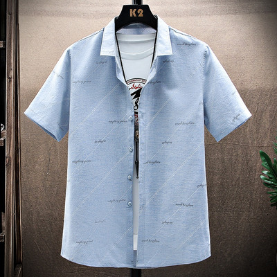 Ежедневна риза с къс ръкав и надпис за мъже 