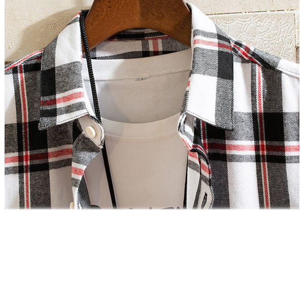 Карирана мъжка риза с дълъг ръкав и класическа яка в два цвята