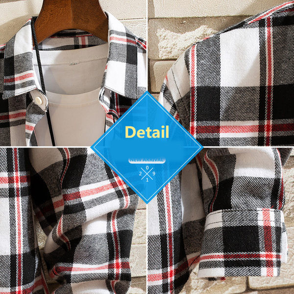 Карирана мъжка риза с дълъг ръкав и класическа яка в два цвята