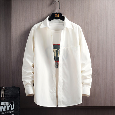 Мъжка риза с дълъг ръкав класическа яка и копчета 