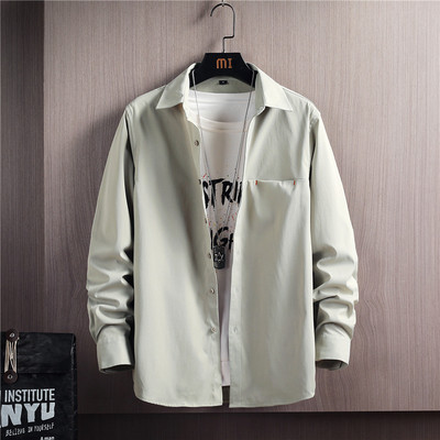 Мъжка риза с дълъг ръкав класическа яка и копчета 