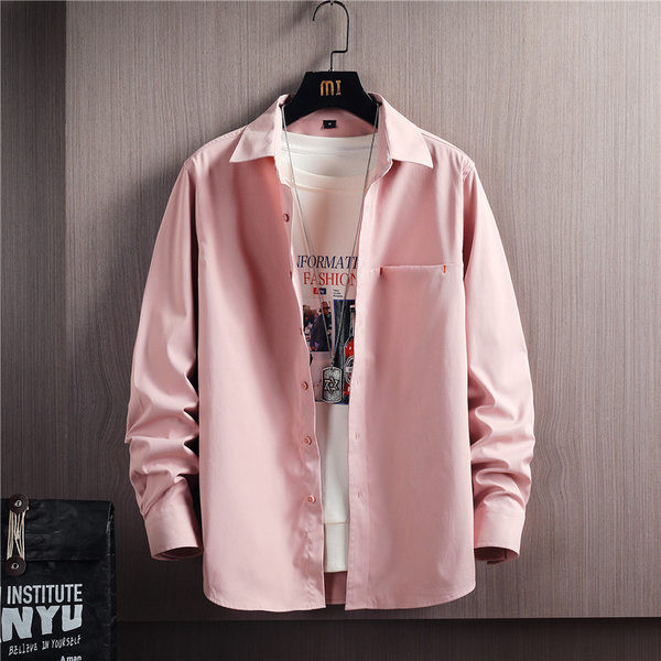 Мъжка риза с дълъг ръкав класическа яка и копчета 