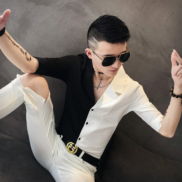 Muška ležerna košulja s klasičnim ovratnikom i 3/4 rukavima