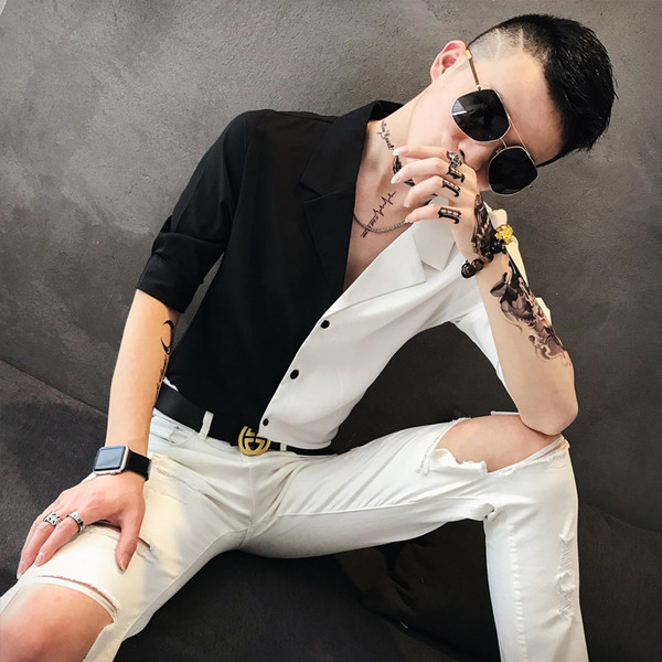 Muška ležerna košulja s klasičnim ovratnikom i 3/4 rukavima