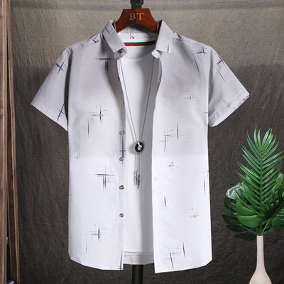 Мъжка риза с къс ръкав и преливащи се цветове 