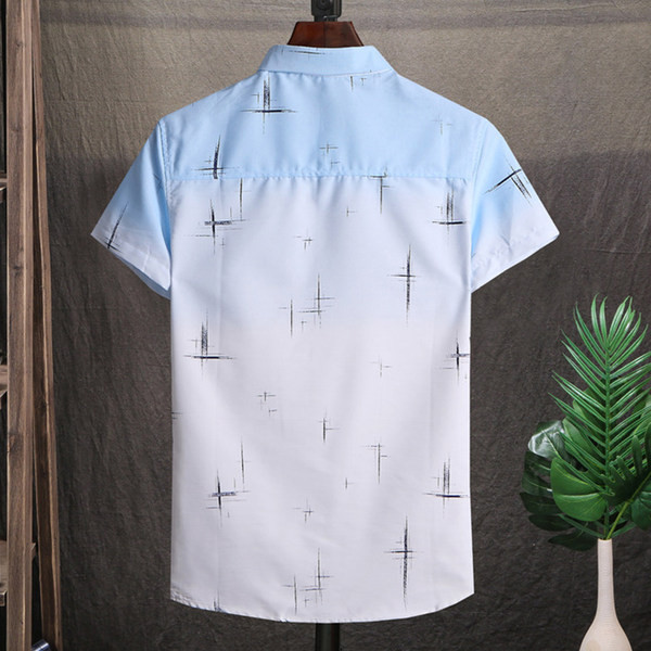 Мъжка риза с къс ръкав и преливащи се цветове 