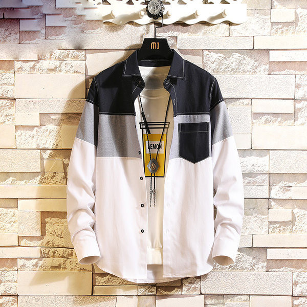 Ежедневна мъжка риза с джоб и дълъг ръкав