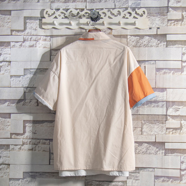 Широка мъжка риза с класическа яка и апликация