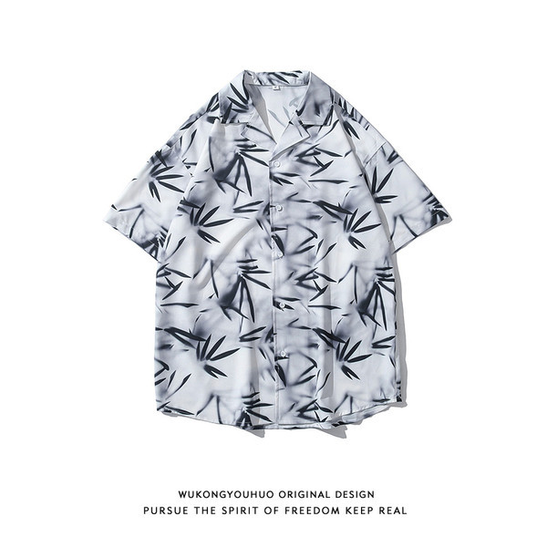 Мъжка риза  с класическа яка в черно-бял цвят