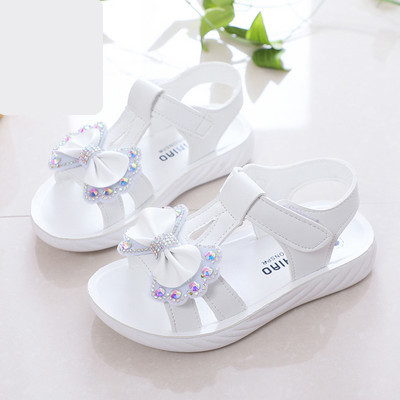 Детски сандали с велкро закопчаване панделка и декоративни камъни