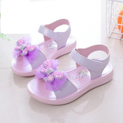 Детски сандали с велкро закопчаване панделка и декоративни камъни