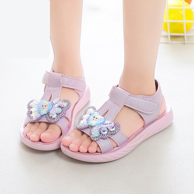 Детски сандали с велкро закопчаване панделка и декоративни камъни