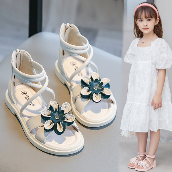 Нов модел детски сандали от еко кожа с цип и цвете