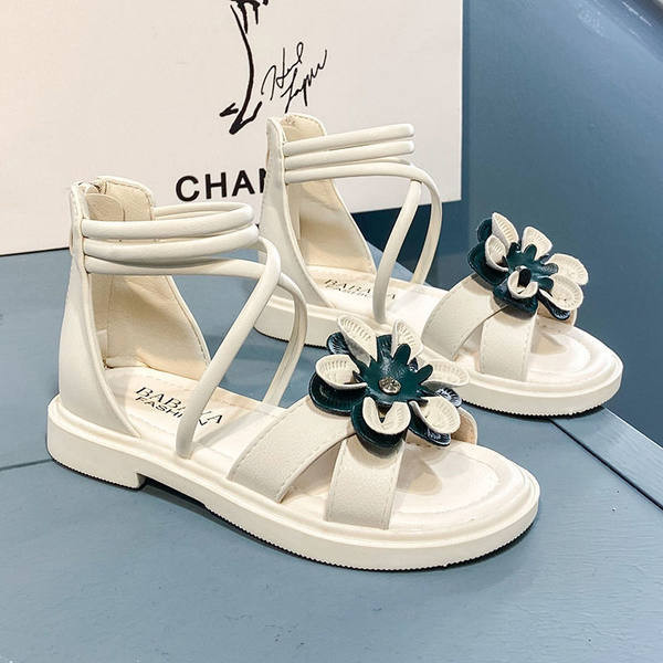 Нов модел детски сандали от еко кожа с цип и цвете