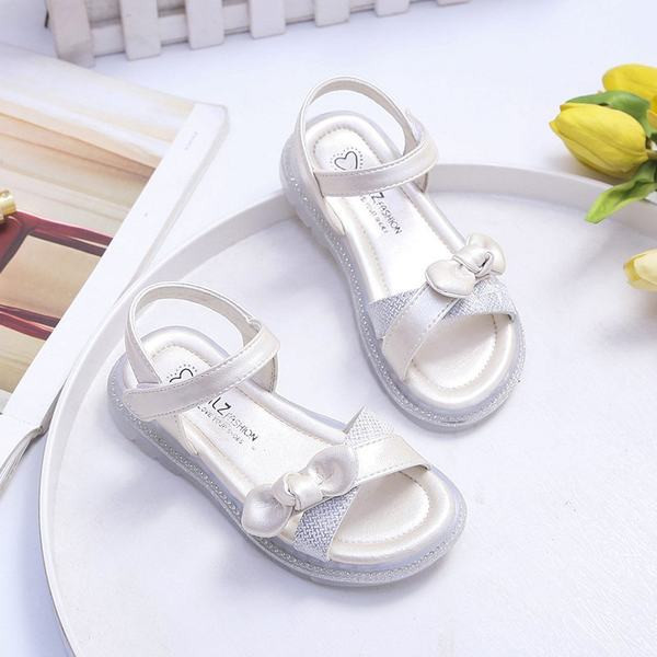 Детски сандали от еко кожа с панделка в два цвята