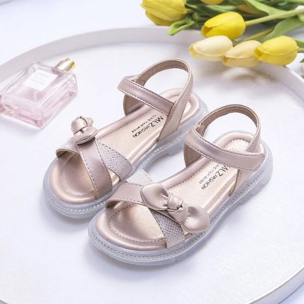 Детски сандали от еко кожа с панделка в два цвята