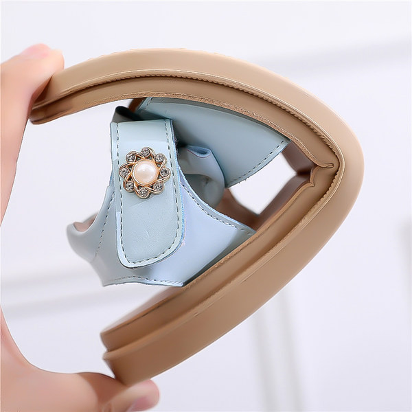 Модерни сандали от изкуствена кожа за момичета с панделка