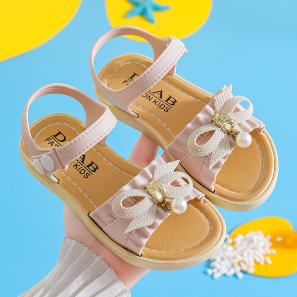 Детски сандали с равна подметка и панделка в няколко цвята