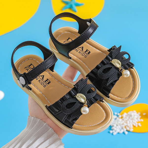 Детски сандали с равна подметка и панделка в няколко цвята