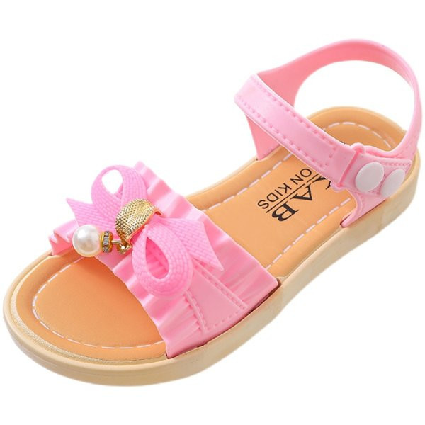 Детски сандали с равна подметка и панделка в няколко цвята