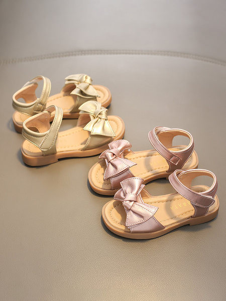 Модерни детски сандали от еко кожа с панделка и велкро закопчаване