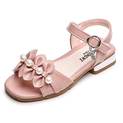 Модерни детски сандали от еко кожа с перли за момичета