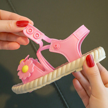 Παιδικά σανδάλια για κορίτσια με στοιχεία 3D και λαστιχένια σόλα