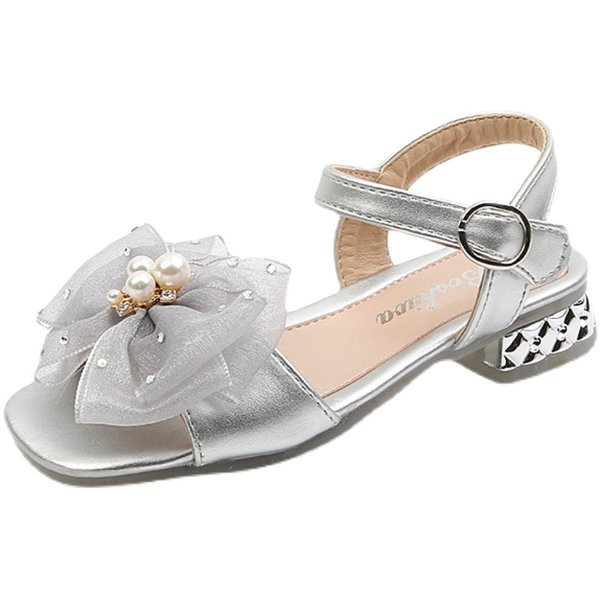 Bērnu sandales ar roņu lentu un pērļu rotājumu