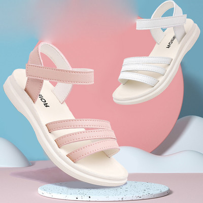 Ikdienas bērnu sandales ar ādas lencēm meitenēm