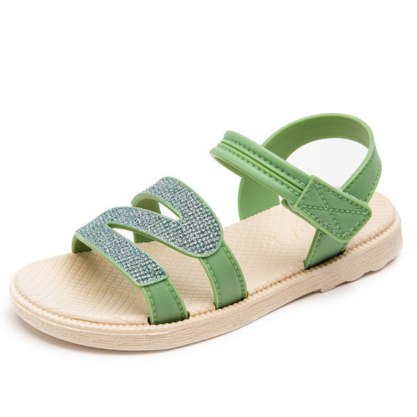 Bērnu sandales ar plakanām zolēm un akmeņiem divās krāsās