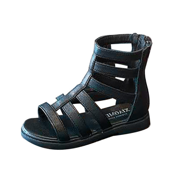 Bērnu sandales ar plakanām zolēm un ādas lencēm