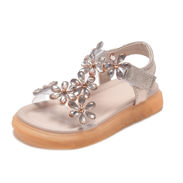 Bērnu sandales, kas dekorētas ar akmeņiem un uzlīmēm