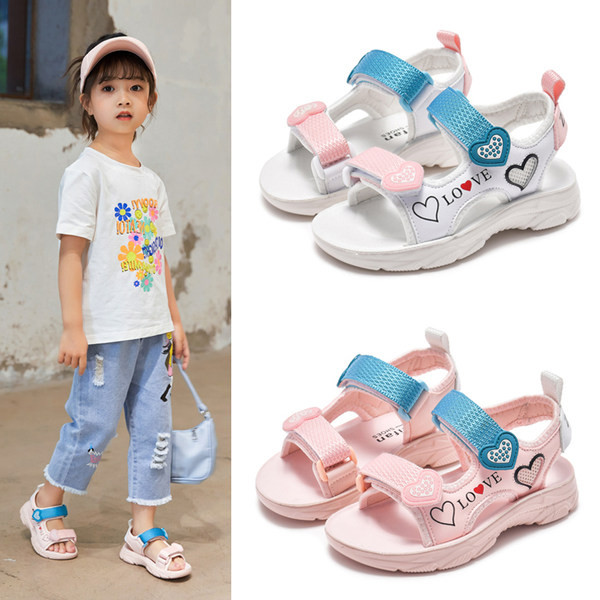 Ikdienas bērnu sandales ar ielāpiem un plakanu zoli