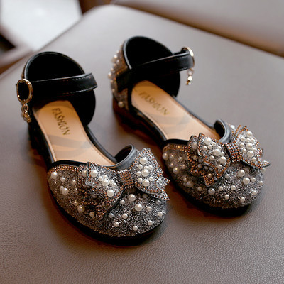 Bērnu slēgtas sandales ar pērlēm un dekoratīviem akmeņiem