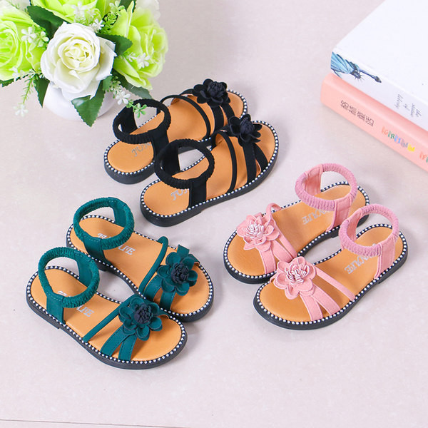 Modernas bērnu sandales ar 3D ziedu un rāvējslēdzēju