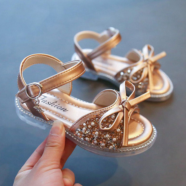 Bērnu sandales meitenēm ar lenti un pērlēm