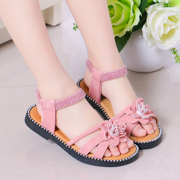 Bērnu ikdienas sandales ar akmeņiem un ziedu