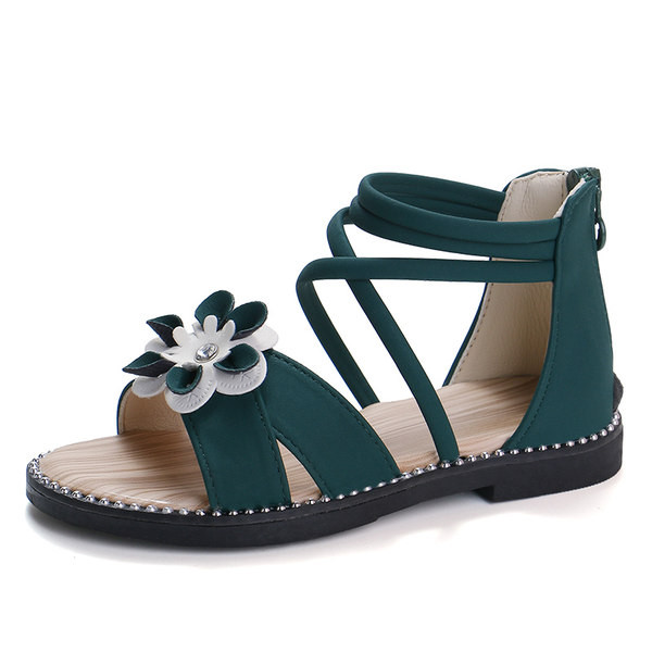 Modernas bērnu sandales ar ziediem