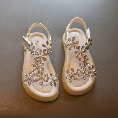 Bērnu sandales ar velcro plakanu zoli un akmeņiem