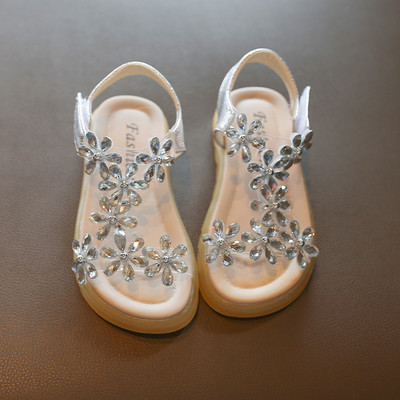 Bērnu sandales ar velcro plakanu zoli un akmeņiem