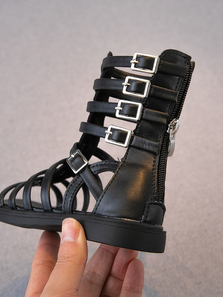 Jauns bērnu mākslīgās ādas sandaļu modelis ar rāvējslēdzēju meitenēm