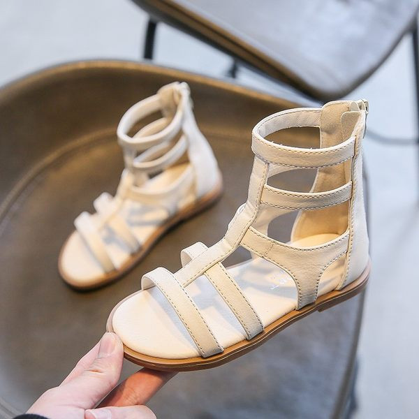 Bērnu sandales ar ādas lencēm un rāvējslēdzēju